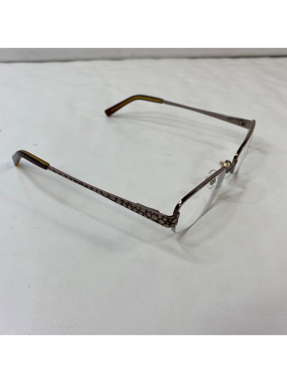 Vintage Womens Glasses Half-Rim Rectangle Eyewear Metal Frame Tortoise Arms